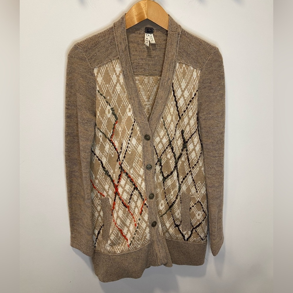 Free People Argyle Stitched Button Up Cardigan